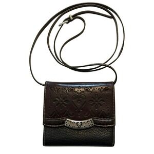 Brighton Wallet Crossbody Bag Brown Black Leather Organizer Purse